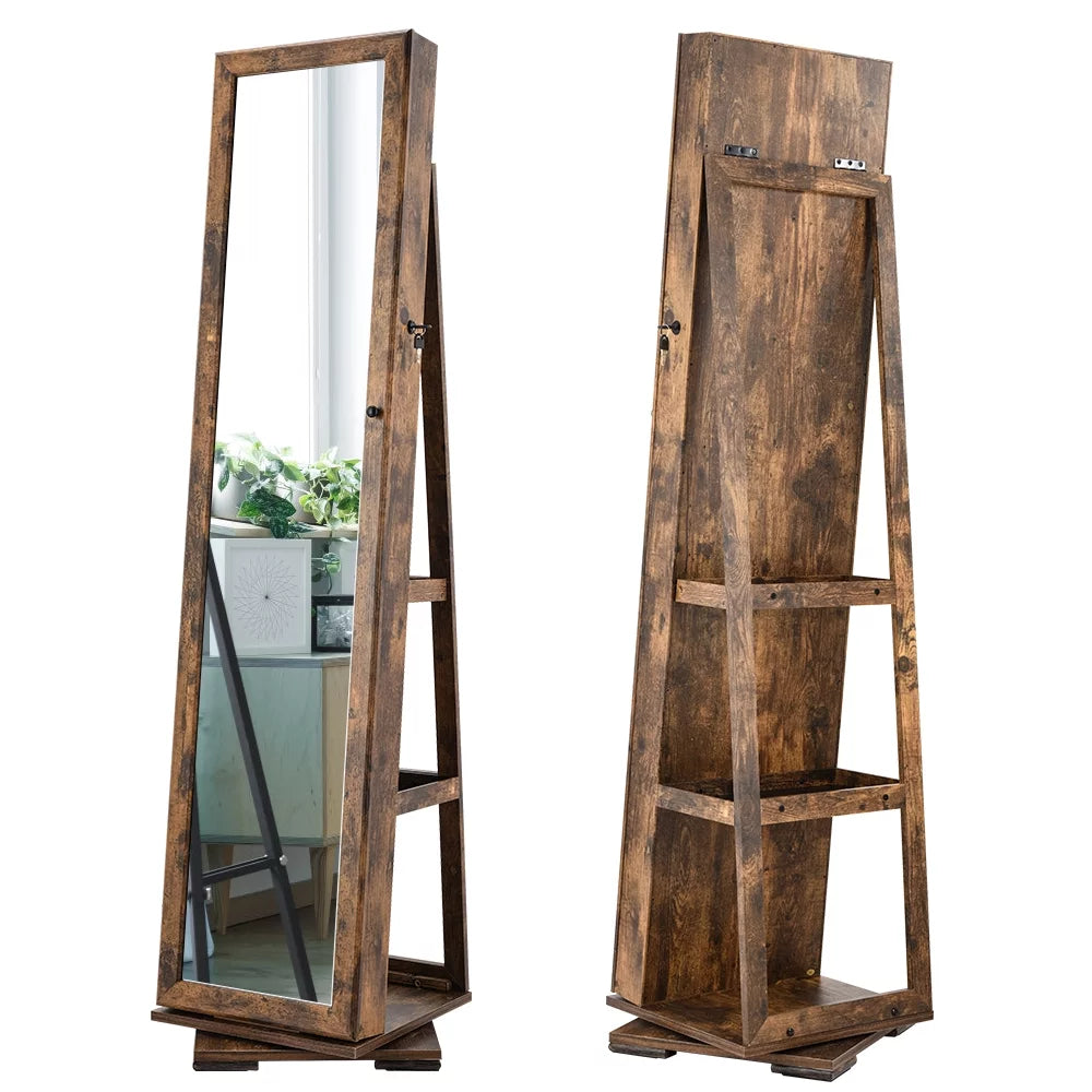 Brown Free-Standing Mirror Jewelry Armoire K447569