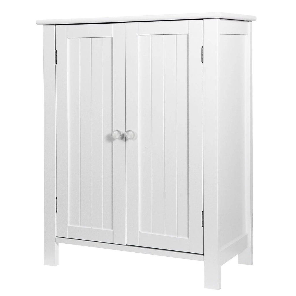 White Wooden Bathroom Floor Cabinet 3 Shelves L803115