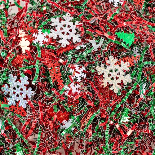 8.8oz Christmas Metallic Red Green Paper Shred W861509