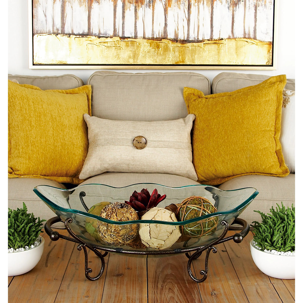 Clear Tempered Glass Serving Bowl with Metal Base G2898