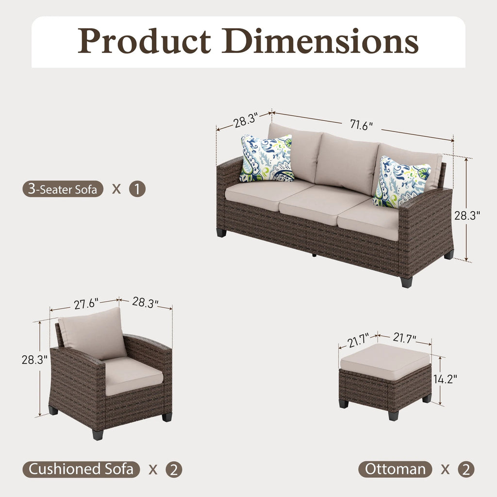 7-seat Wicker Patio Conversation Set O62053