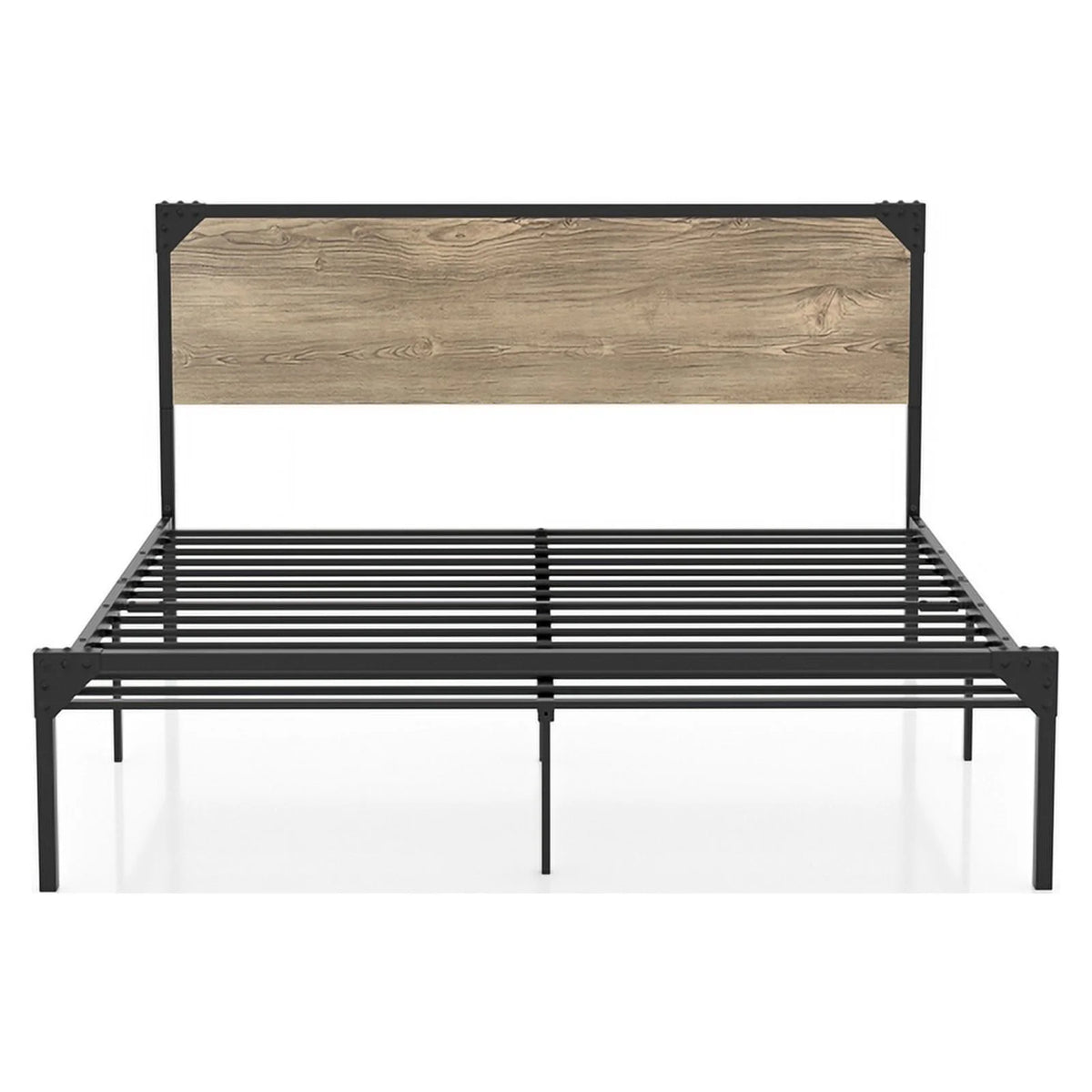 Gray Metal Queen Platform Bed with 12 Memory Foam Mattress T63798