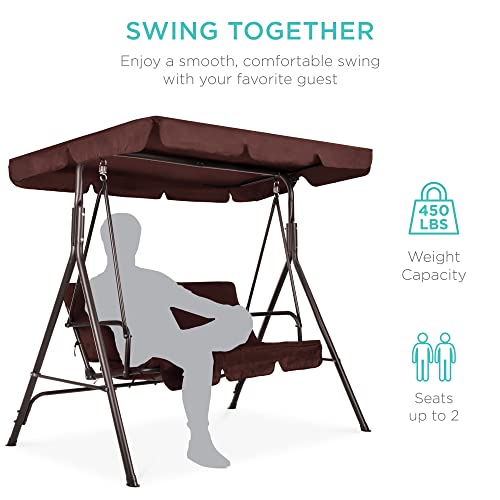 2-Person Outdoor Patio Swing Chair with Convertible Canopy and Cushions R69686