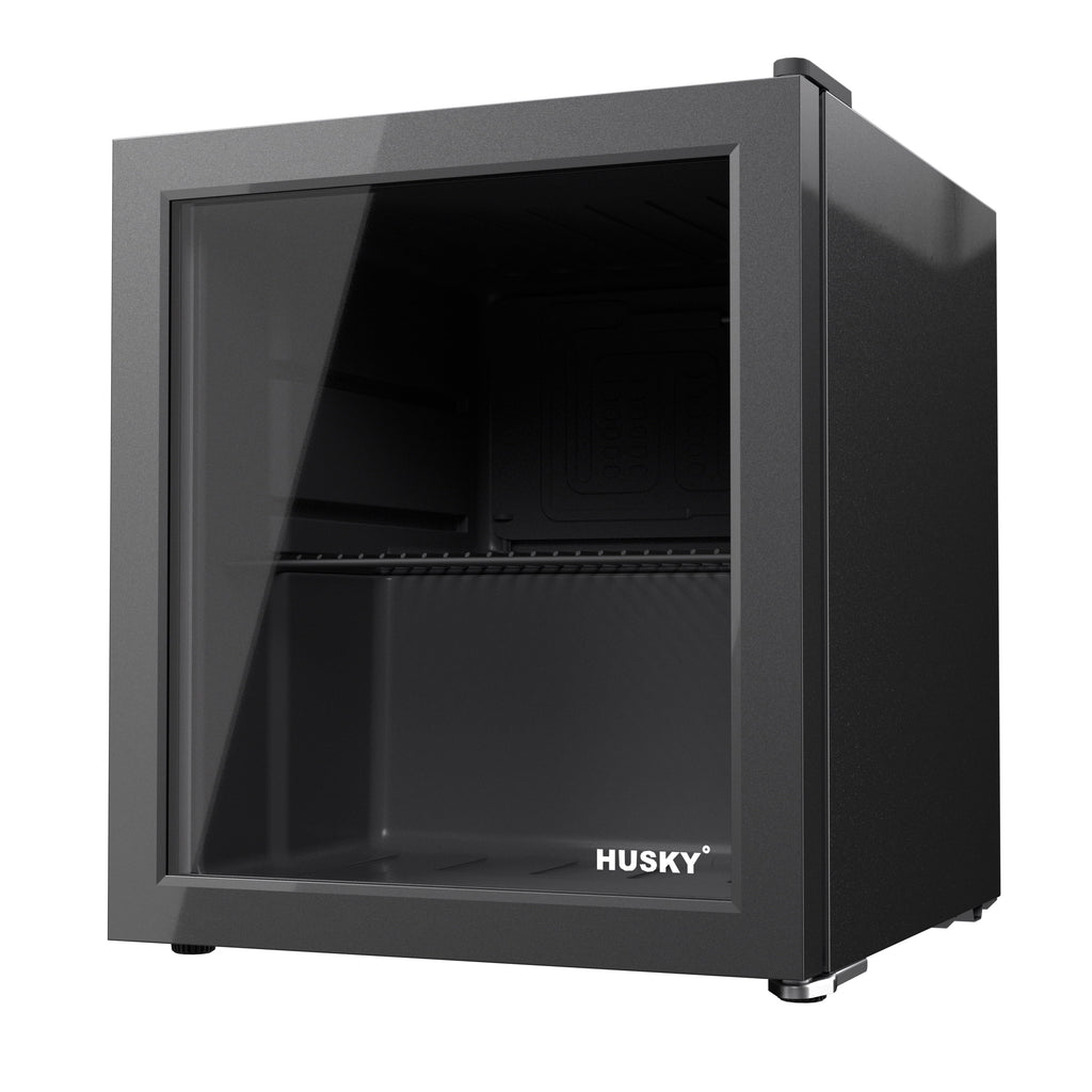 46L Reversible Glass Door Beverage Refrigerator 1.6 Cu Freestanding Countertop Mini Fridge in Black T73656