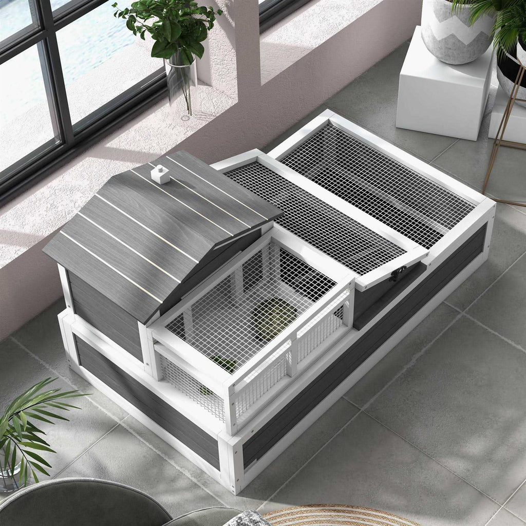 3-Room Wooden Tortoise Habitat House with Balcony V797335