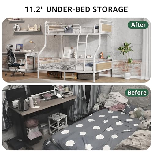 Twin Over Twin Metal Bunk Bed with Safety Guard Rails B72930