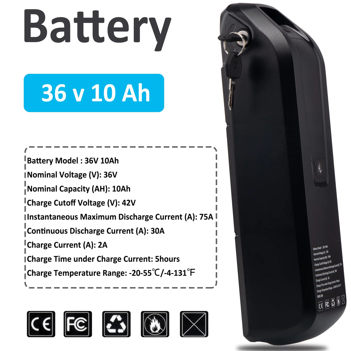 48V 20AH Lithium Ebike Battery with Charger L5020