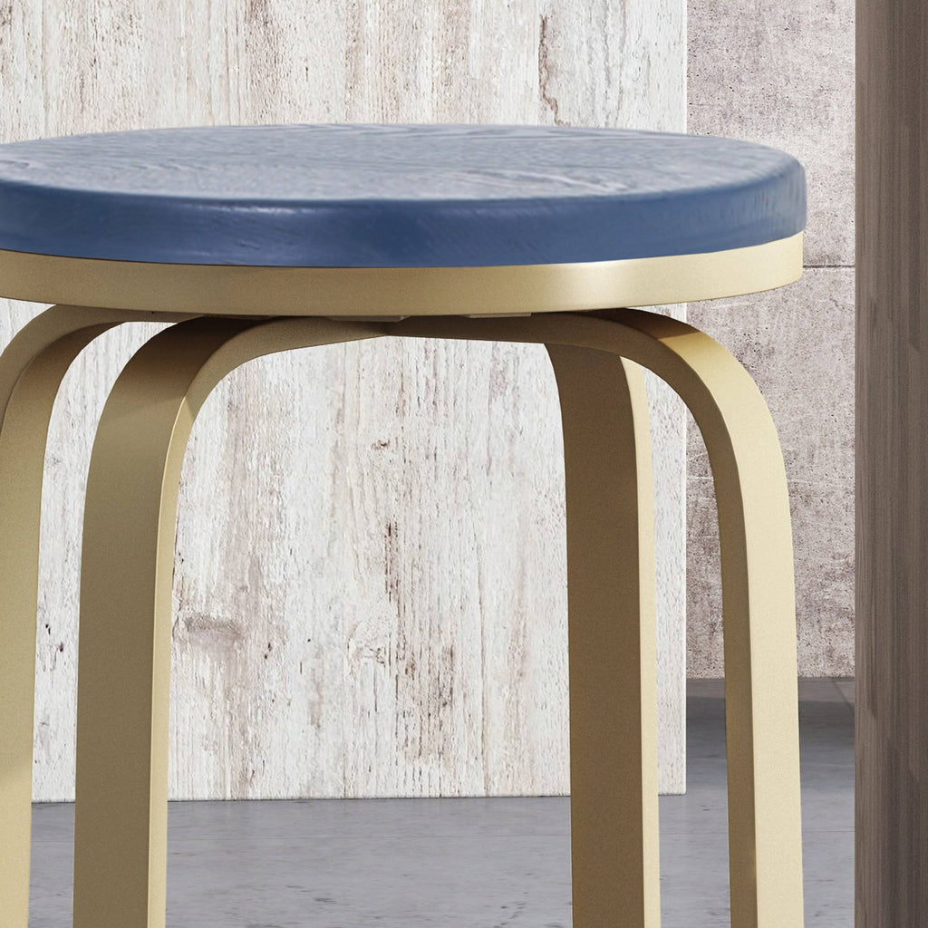 Blue Gold Swiveling Counter Stool Set of 2 E832