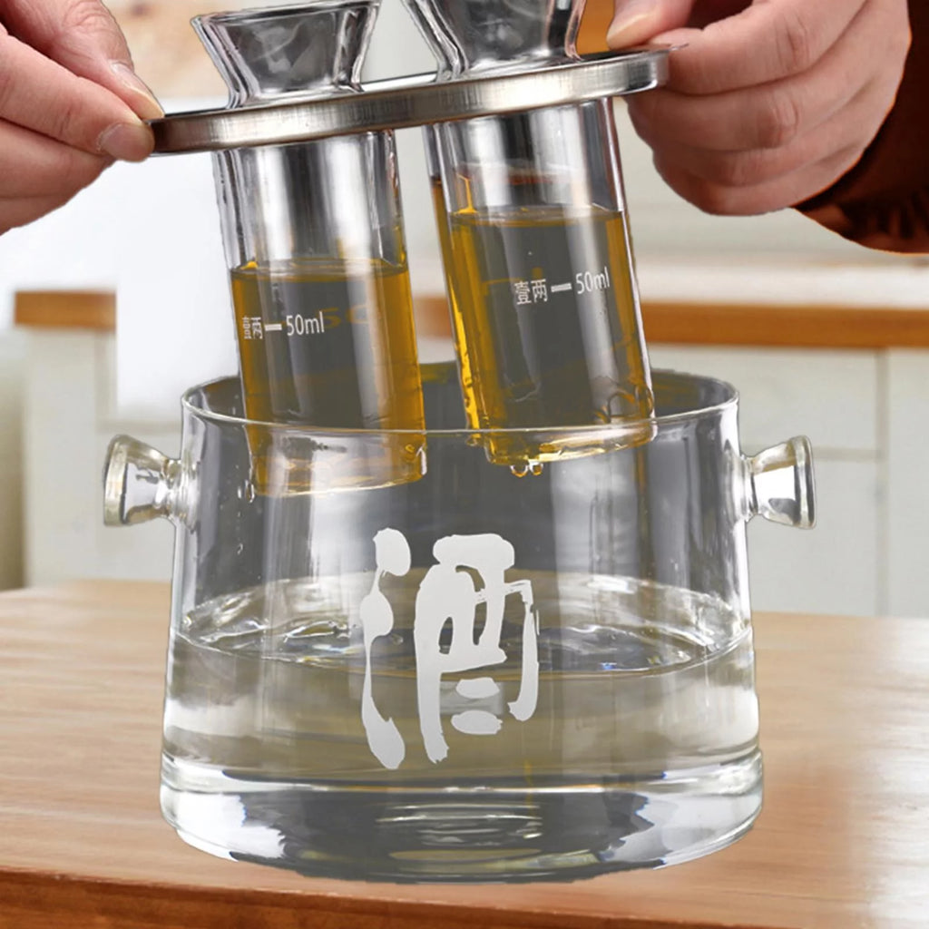 Glass Sake Decanter Bottle 16cmx14.5cmx11.6cm I820912