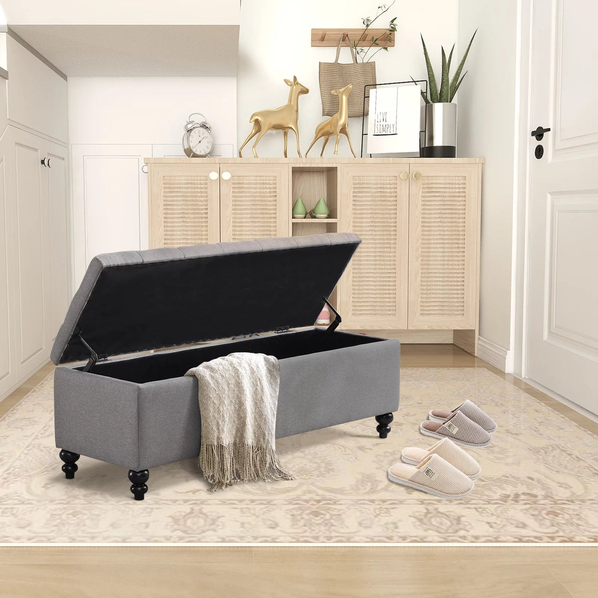 50.2 Inches Upholstered Storage Ottoman Bench X347