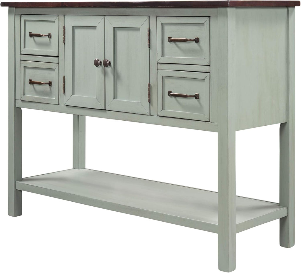 Vintage Console Table with 4 Drawers and Cabinet M9041