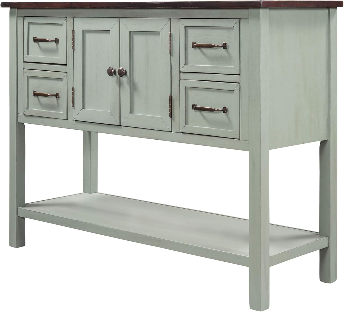 Vintage Console Table with 4 Drawers and Cabinet M9041