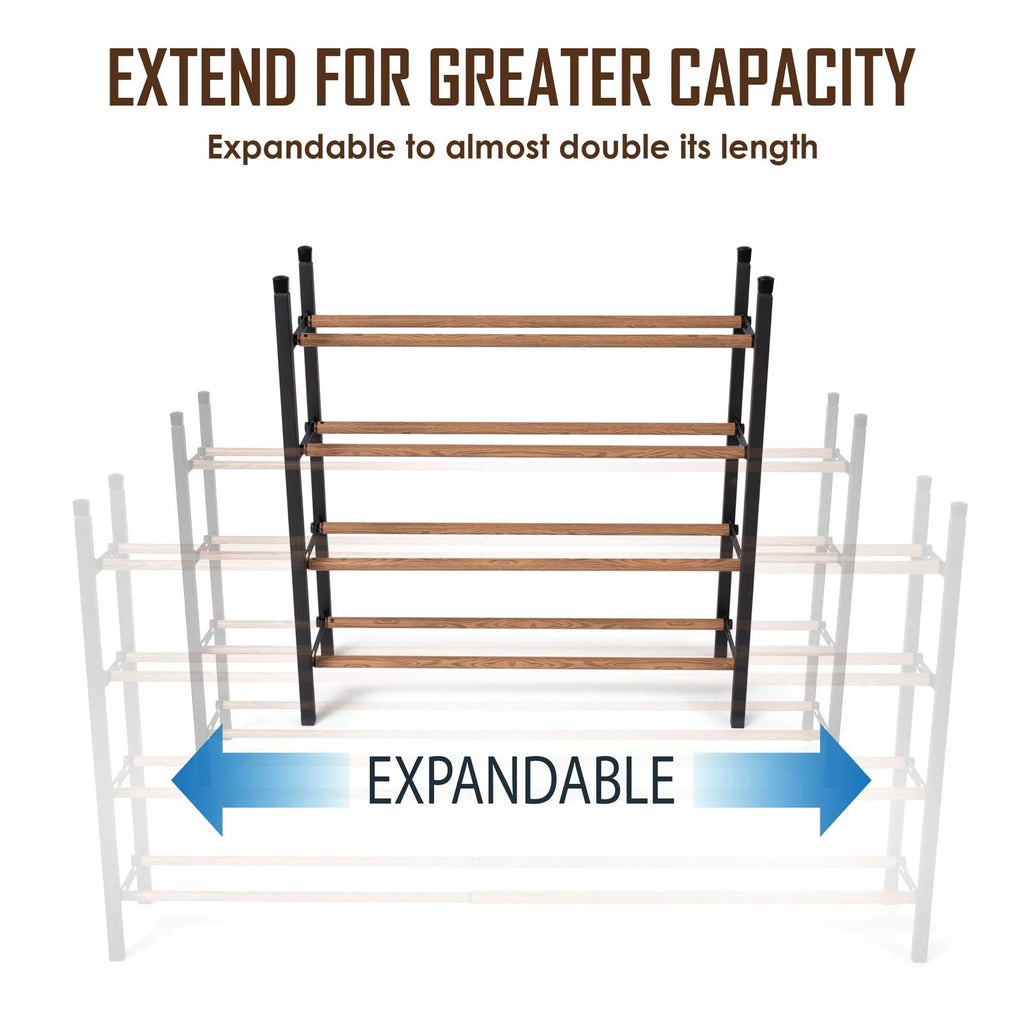 Expandable 4 Tier Metal Shoe Rack Organizer, Black & Brown L61561
