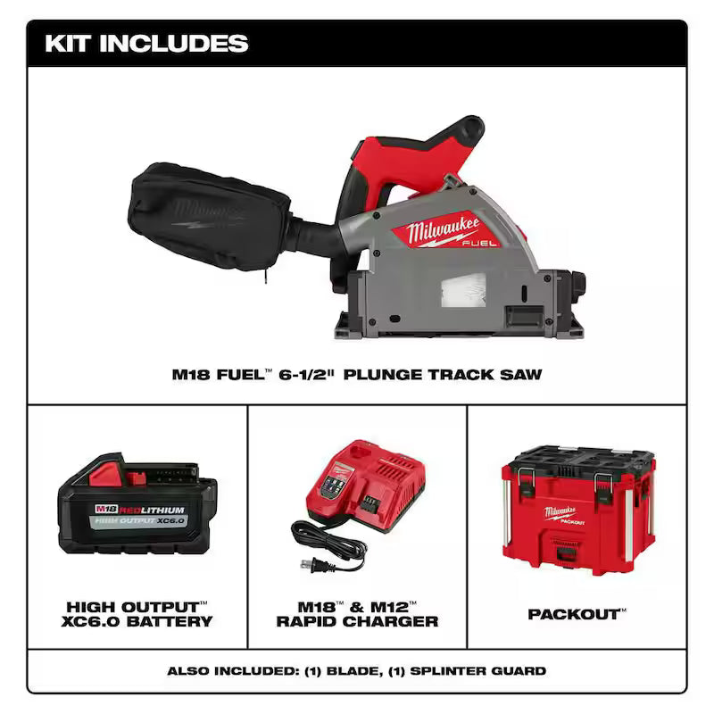 18V Brushless Cordless 6-1/2 in. Plunge Track Saw Kit with 55 in. Guide Rail H713494