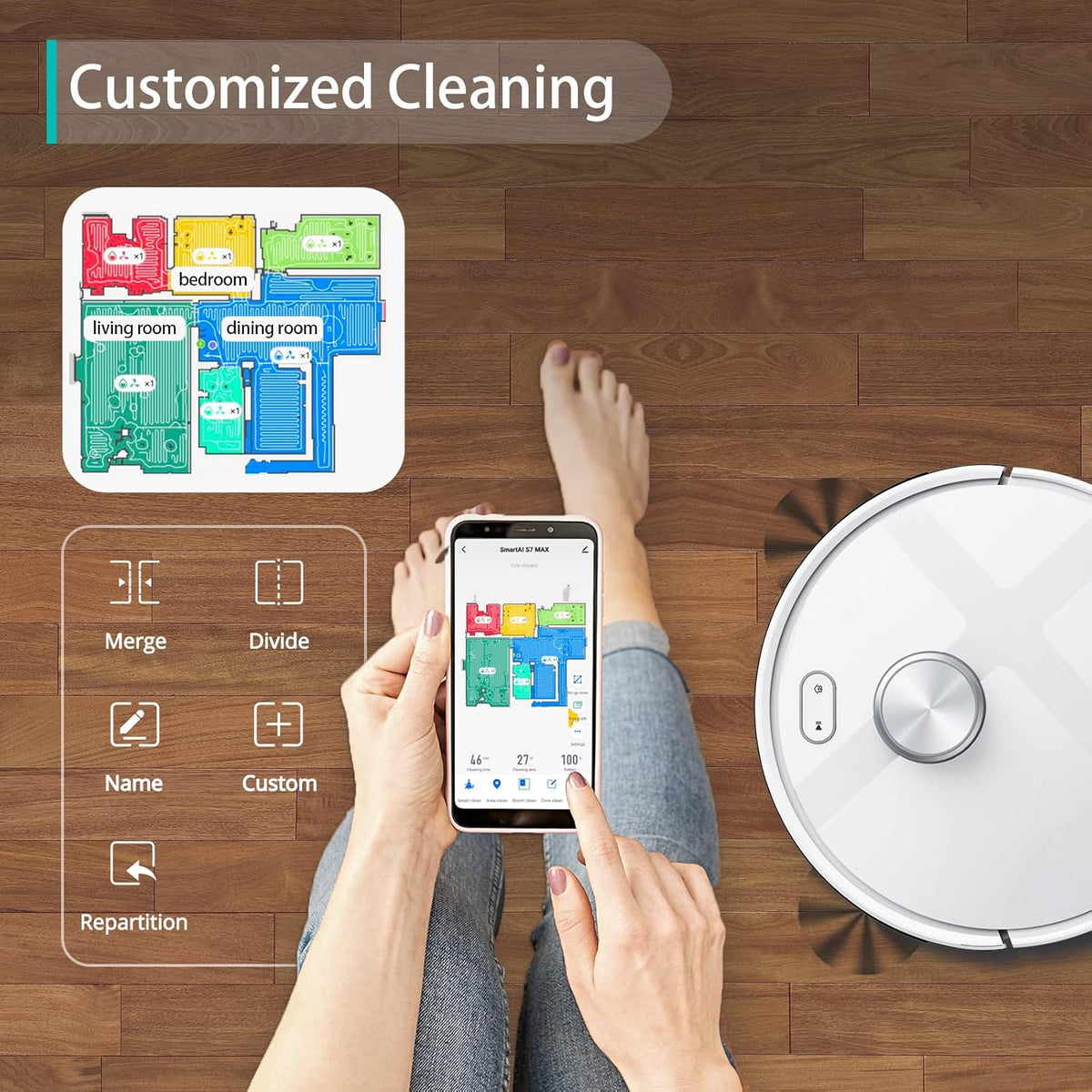 3200Pa Lidar Navigation Robot Vacuum and Mop Combo W61531