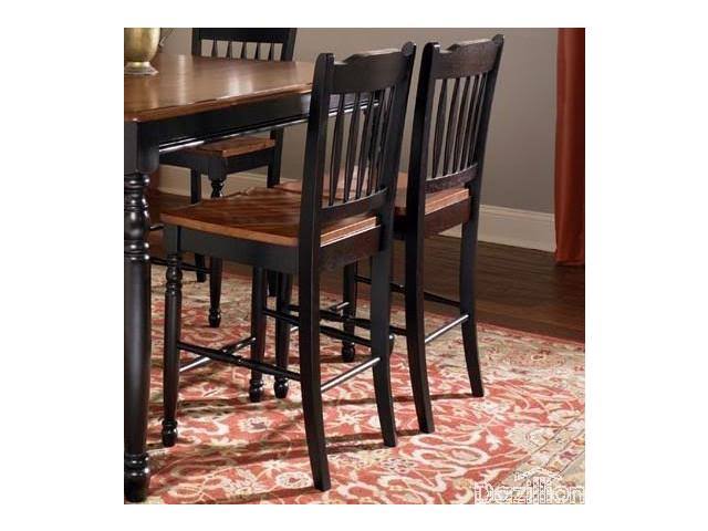 Oak-Black Slatback Counter Chair I833