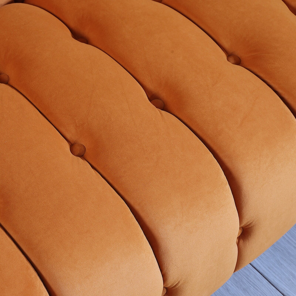Orange Velvet Tufted Sofa O798