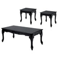 Solid Wood 3-Piece Coffee Table Set in Black D4853