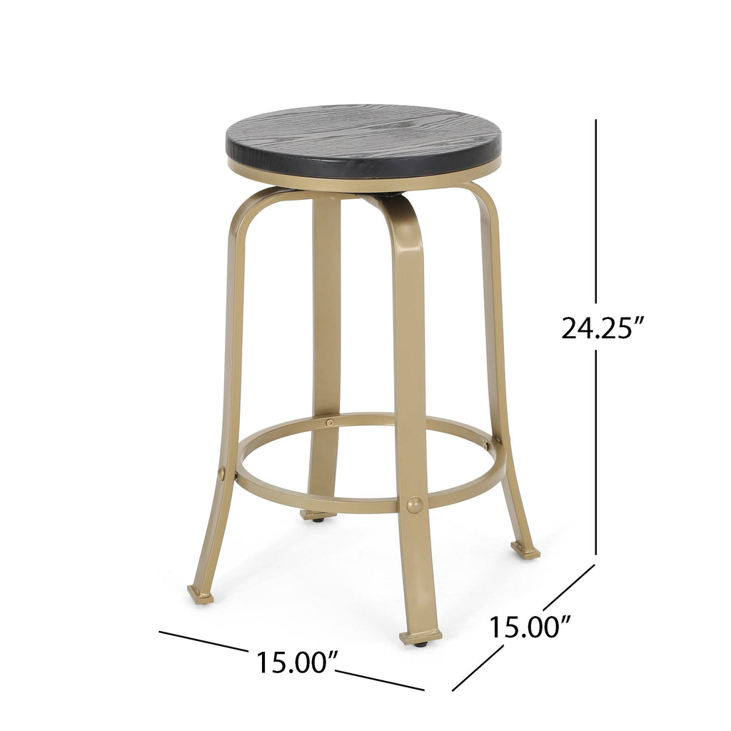Blue Gold Swiveling Counter Stool Set of 2 E832