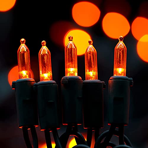 200 Orange LED Christmas Lights Black Wire 2 Strands 33 Feet M484160