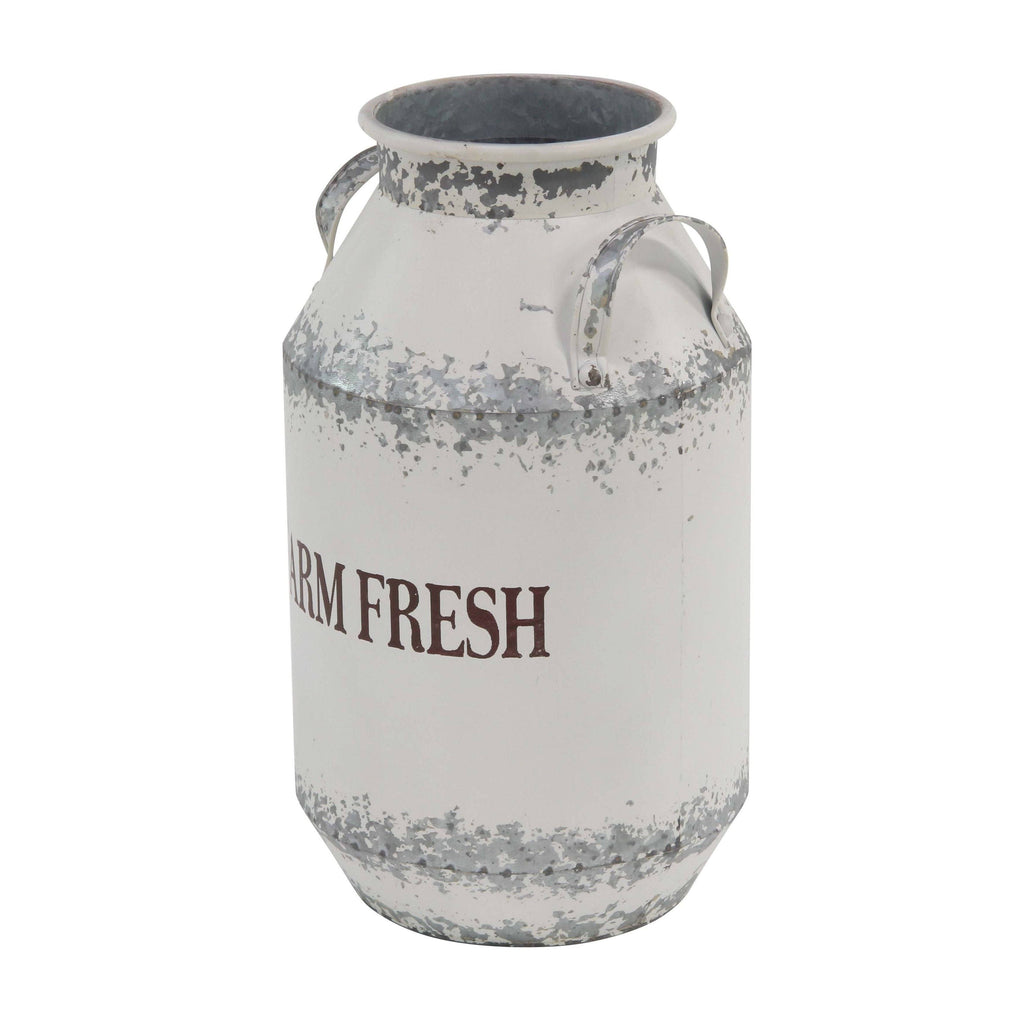White Iron Decorative Milk Cans Set of 2 C3048
