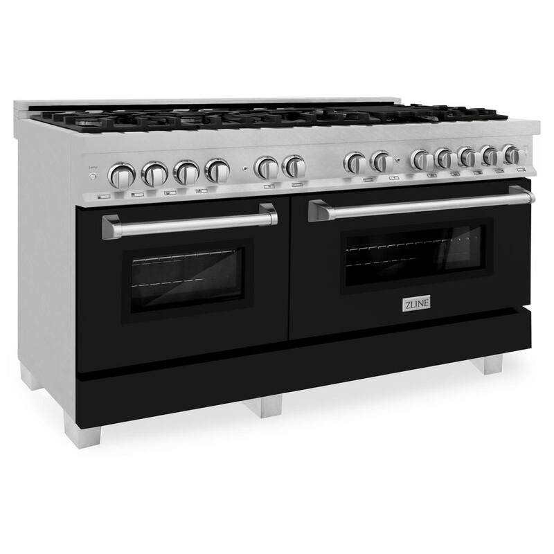 9 Burner Double Oven Dual Fuel Range with Black Matte Door L707