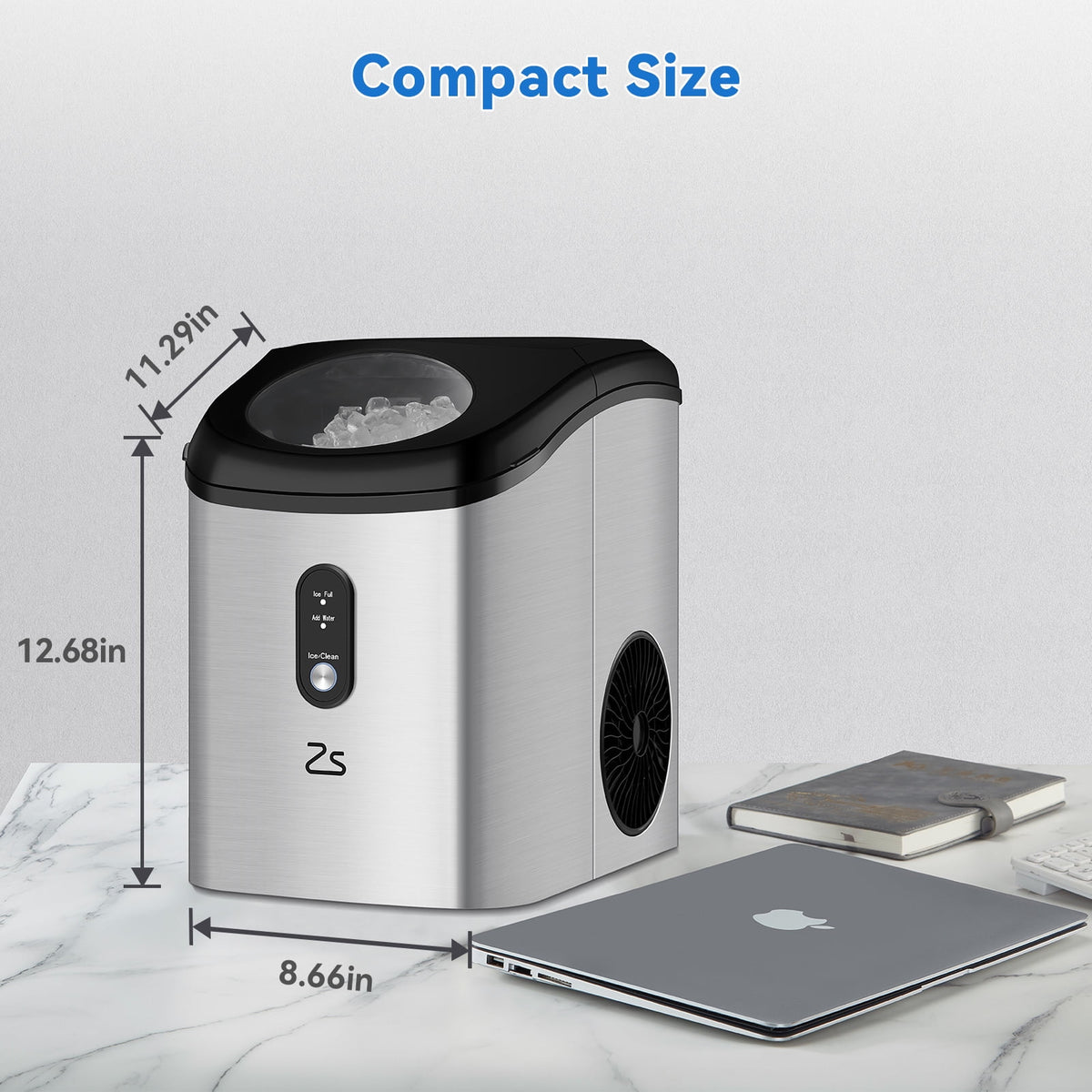 Nugget Ice Maker Countertop, Self-Cleaning Portable with Ice Scoop Z56019