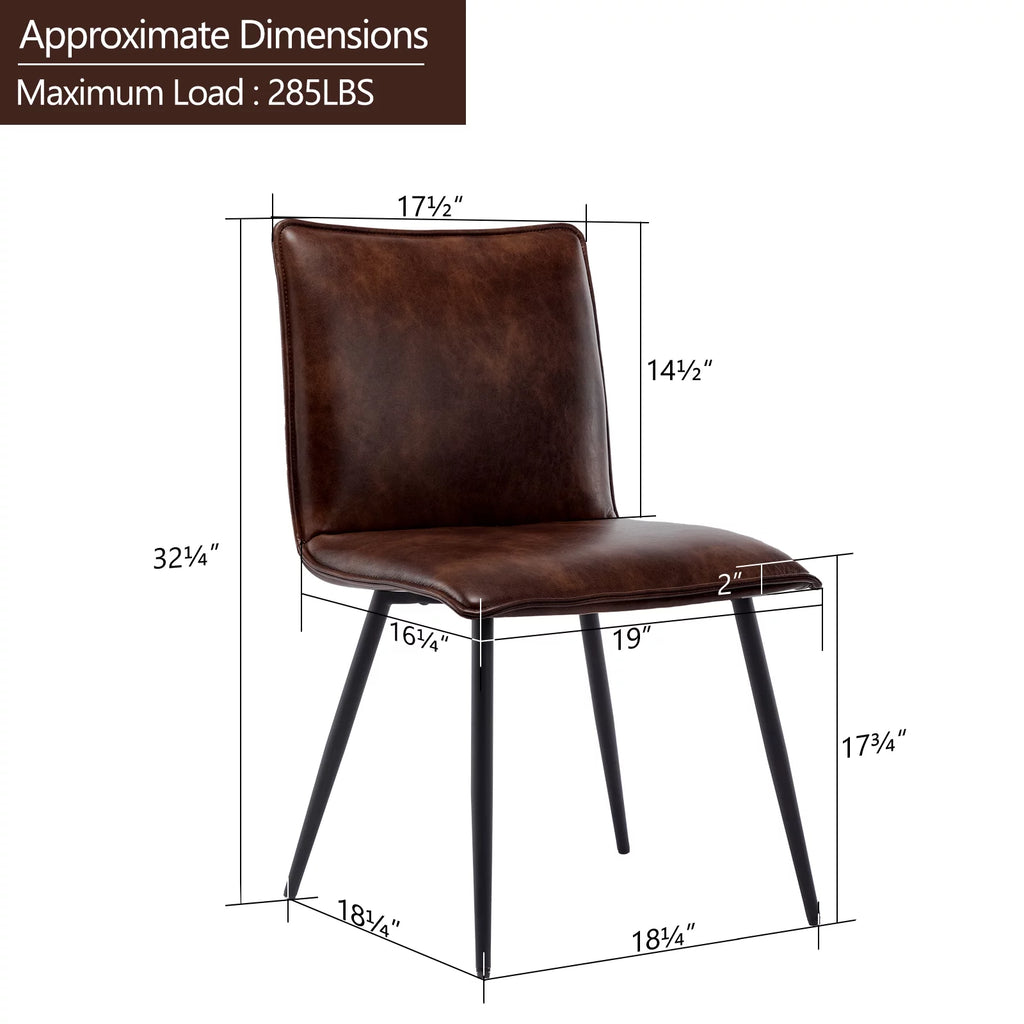 Faux Leather Dining Chairs Set of 4 with Black Metal Legs O328333
