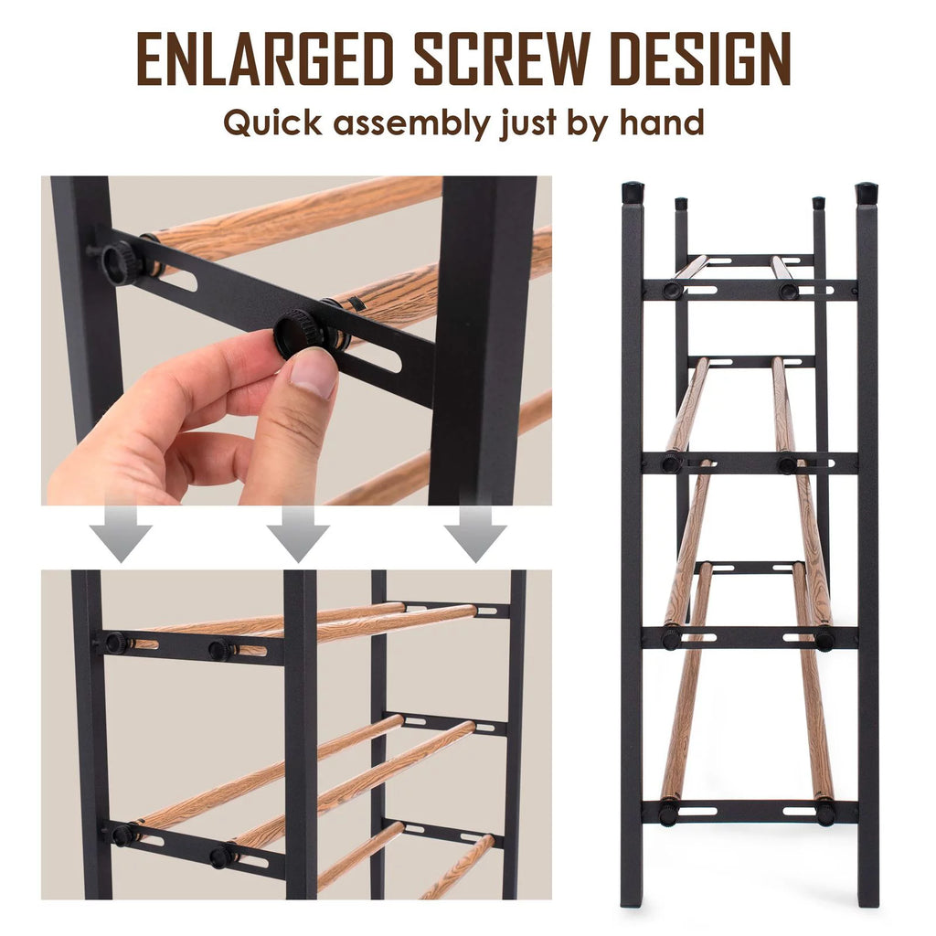 Expandable 4 Tier Metal Shoe Rack Organizer, Black & Brown L61561