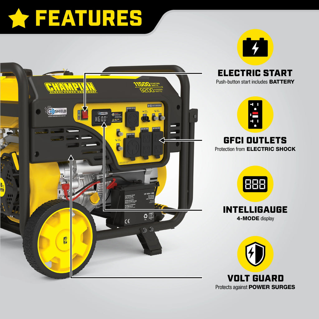 11,500/9,200-Watt Electric Start Gas Portable Generator D95119