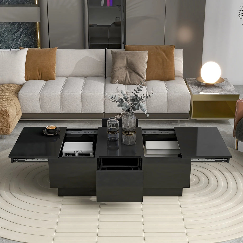 Black Extendable Coffee Table with 2 Drawers V1610