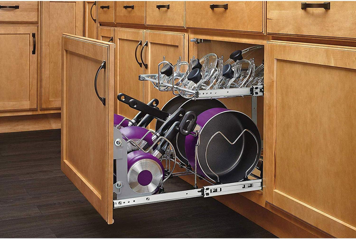 12-Inch 2-Tier Wire Pull Out Kitchen Cabinet Organizer, Chrome L63072