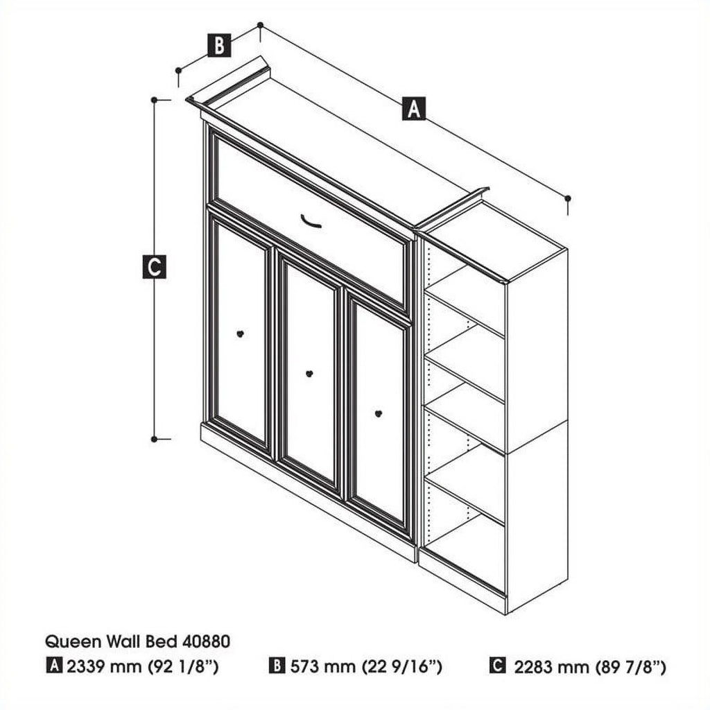 White Queen Murphy Bed with Closet Organizer F798