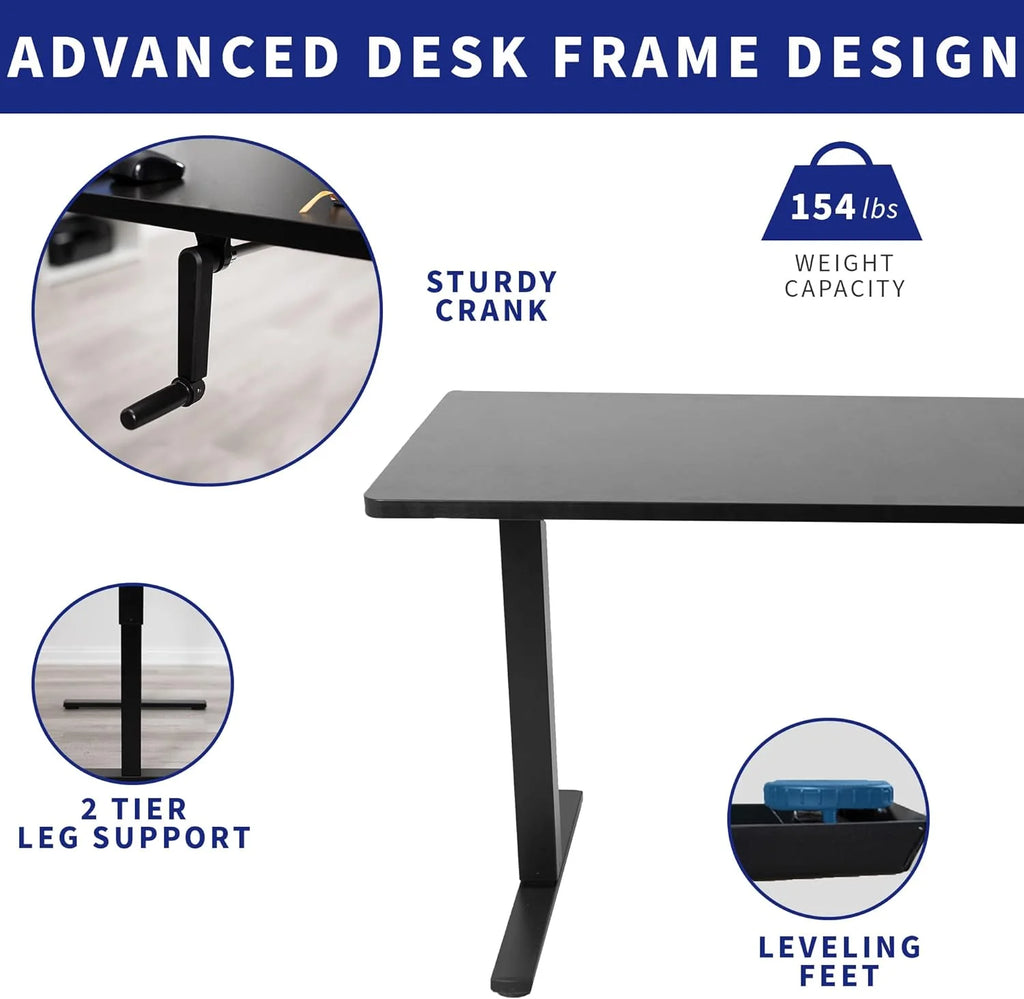 Height Adjustable 60 X 24 Inch Dark Walnut Standing Desk F621