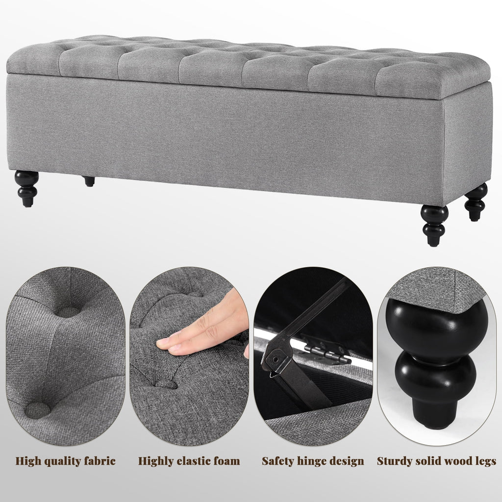 50.2 Inches Upholstered Storage Ottoman Bench X347