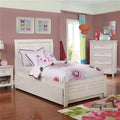 White Wooden Full Size Bed with Sleigh Headboard Y724