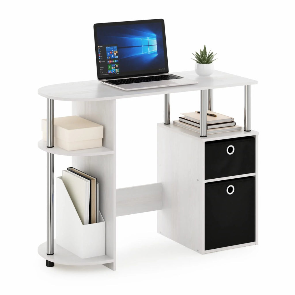 White Oak Computer Study Desk with Bin Drawers S837171