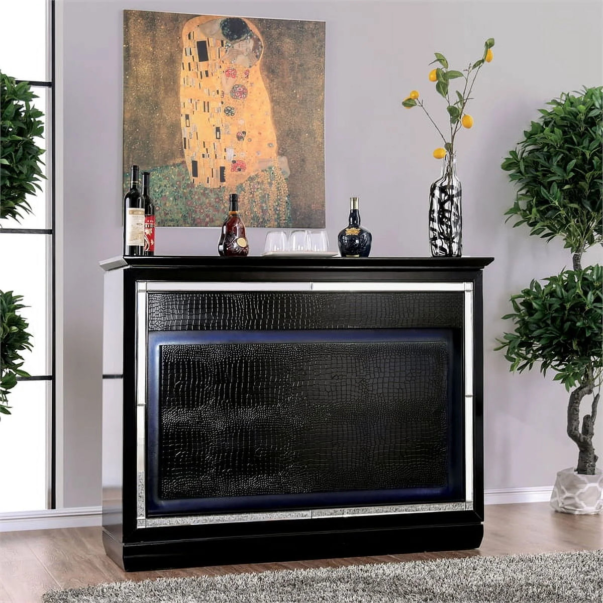 Black Wood Bar Table with LED H991058