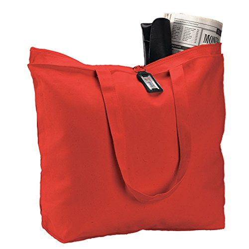 6 Pack Large Canvas Tote Bag with Zippered Closure M76167