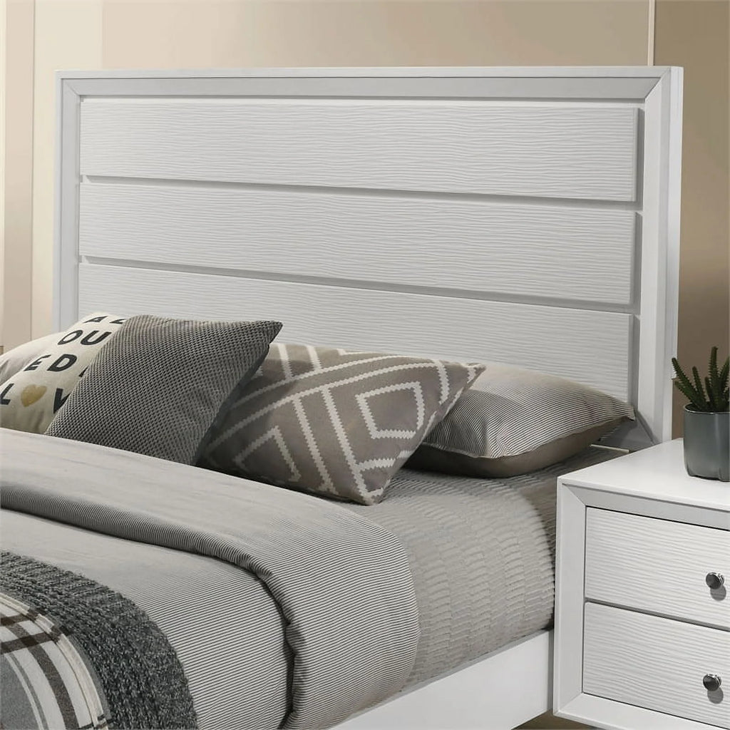 White Wood 3pc Bedroom Set King 2 Nightstands C856433