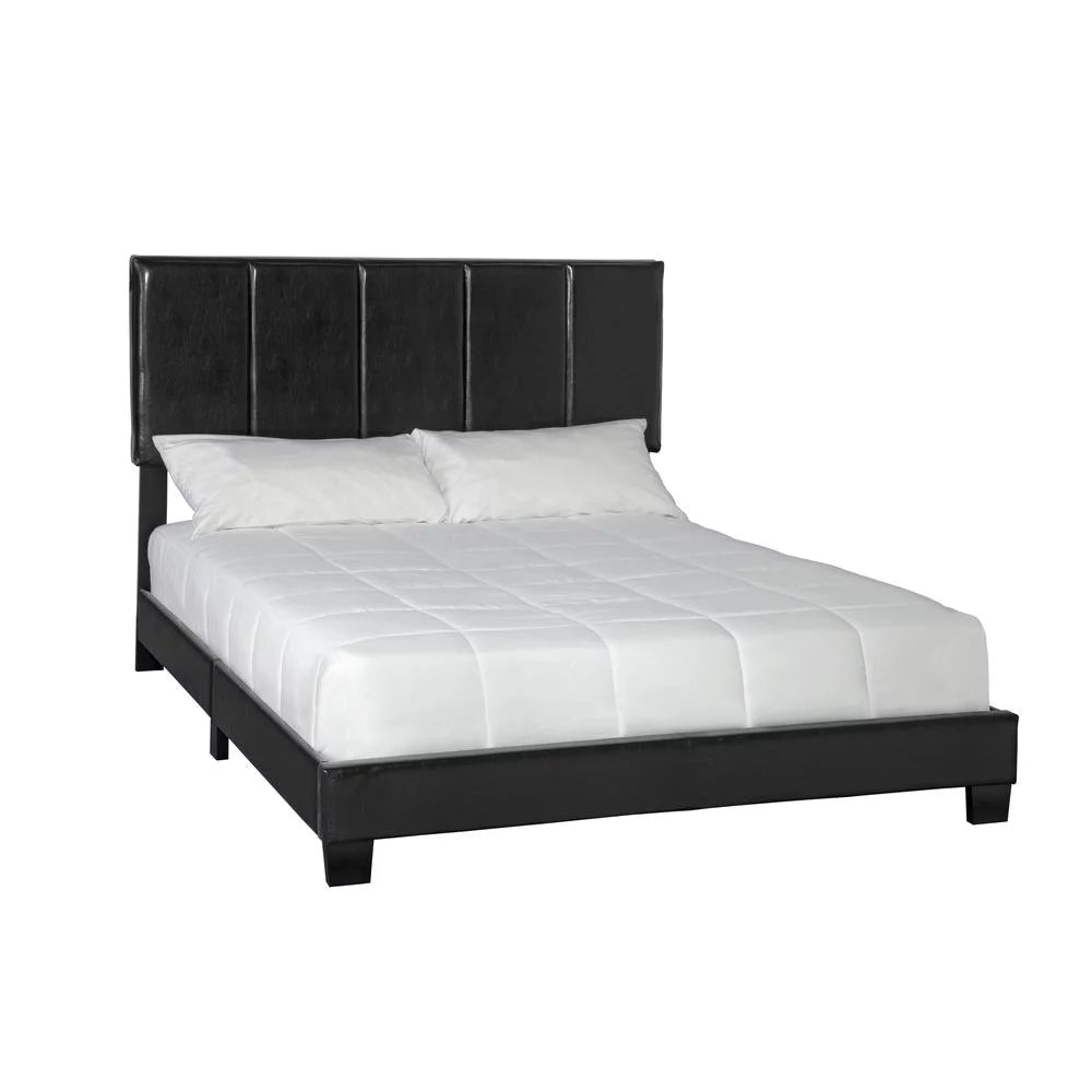 Black Faux Leather Upholstered Queen Bed E1396