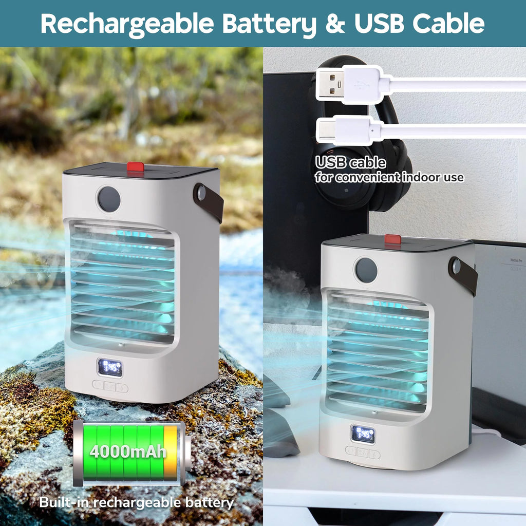 Portable Tabletop Air Cooler Fan with LED Light D966