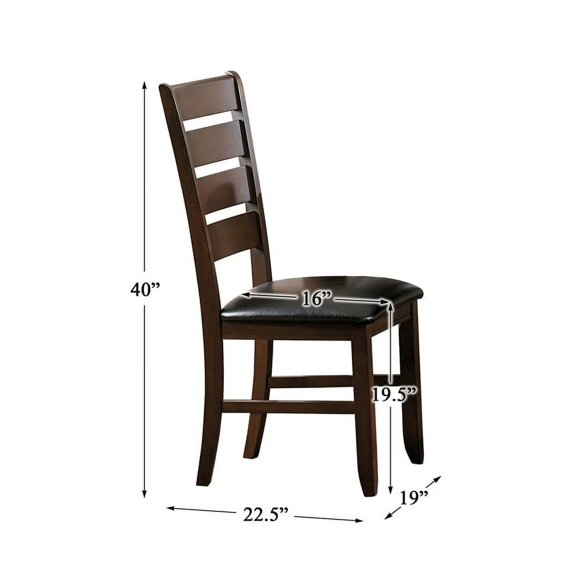 Dark Oak Wood Dining Chair Set of 2 F980