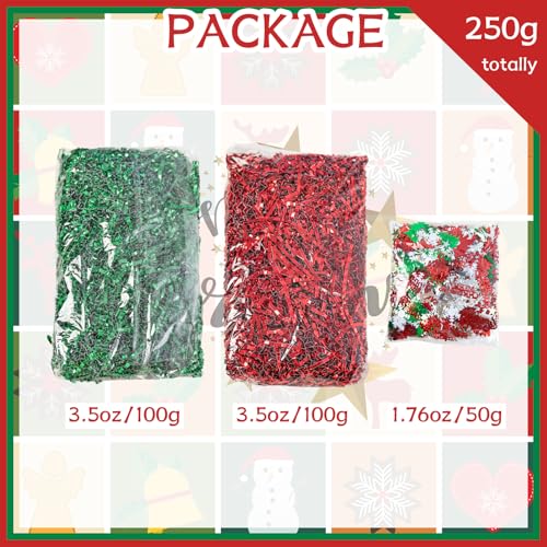 8.8oz Christmas Metallic Red Green Paper Shred W861509