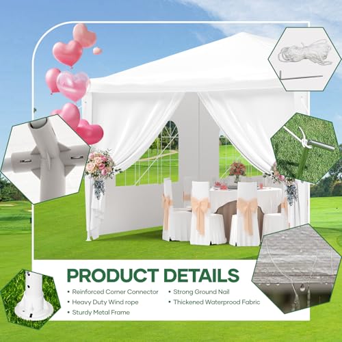 10'x30' White Party Tent with 8 Removable Sidewalls V4201
