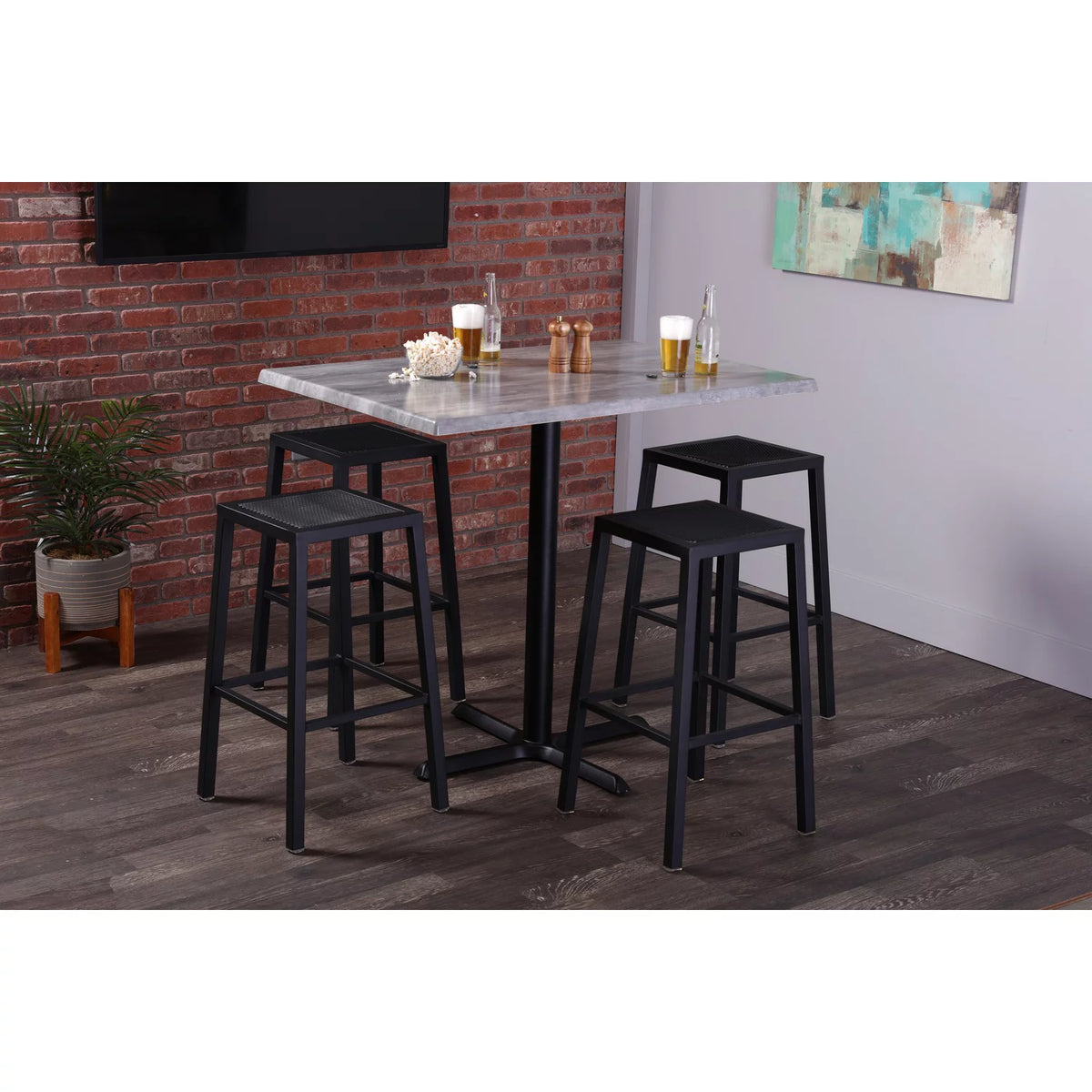 42" Black Square Table with White Ash Top K553073