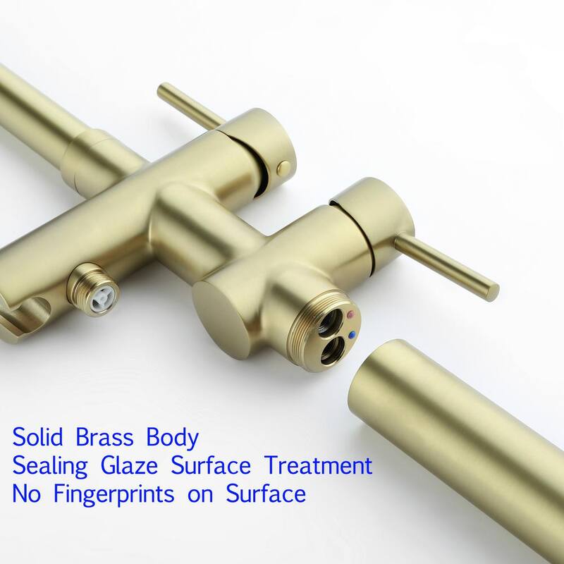 Brushed Gold Freestanding Bathtub Faucet with Handheld Shower R820917