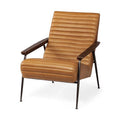 Tan Leather Accent Chair with Metal Frame L144
