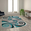 Black White Grey Turquoise 6' x 9' Area Rug Q248