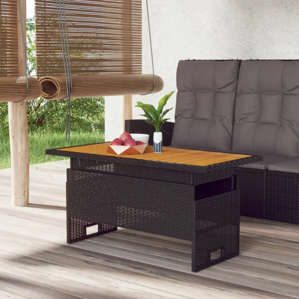 Black Solid Wood Acacia & Poly Rattan Patio Table R802